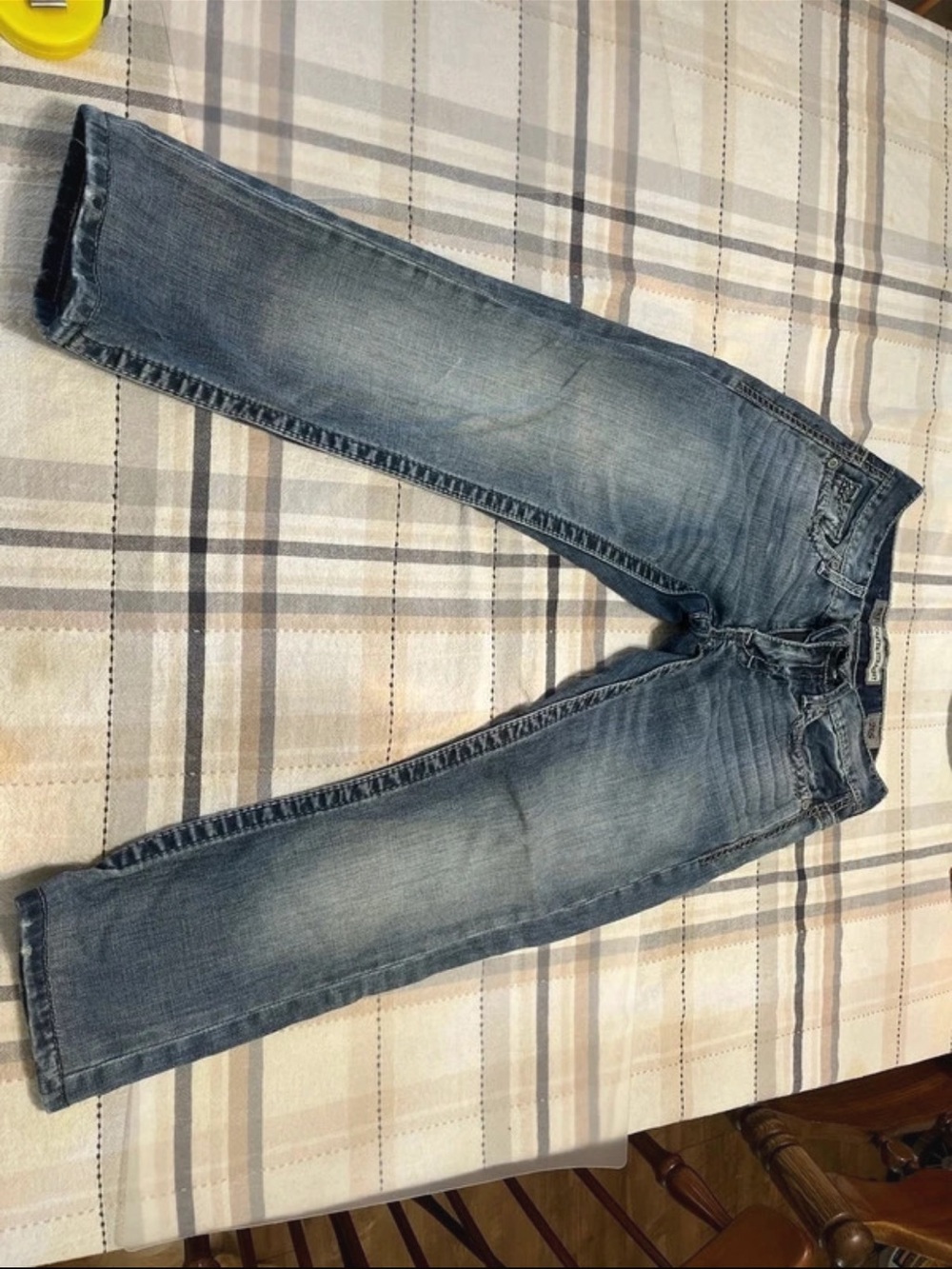BKE Women's Medium Blue Straight Leg Jeans with Fading